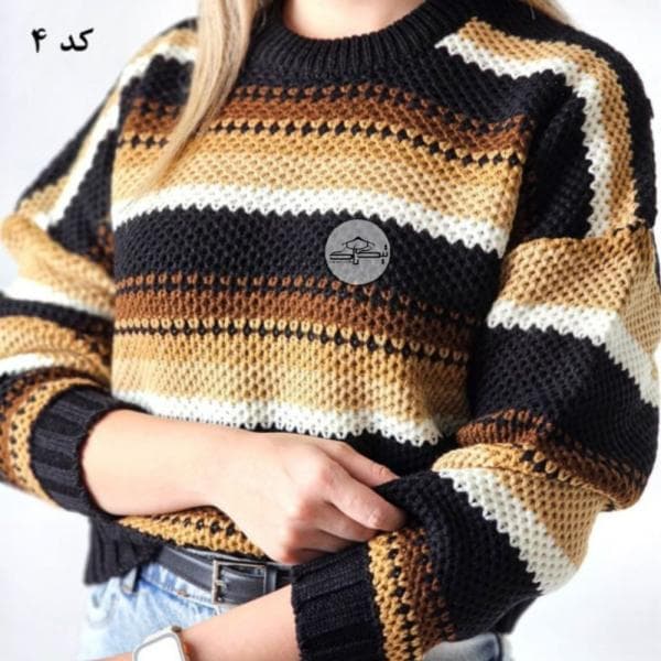 بلوز بافت راه راه درشت کد3025 - تصویر 2