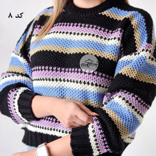 بلوز بافت راه راه درشت کد3025 - تصویر 3