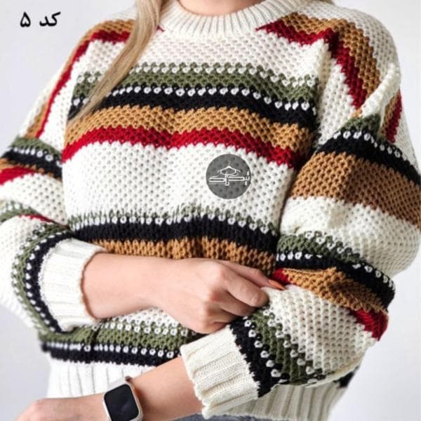 بلوز بافت راه راه درشت کد3025 - تصویر 5