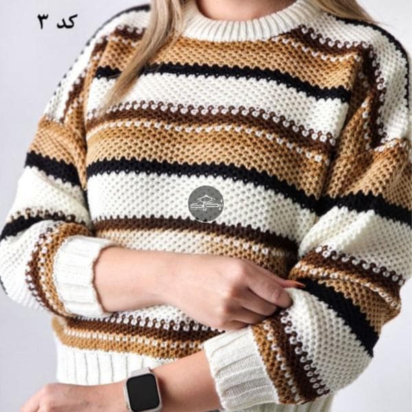 بلوز بافت راه راه درشت کد3025 - تصویر 4