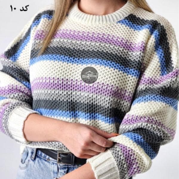 بلوز بافت راه راه درشت کد3025 - تصویر 1