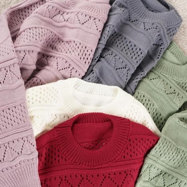 بلوز بافت ژور هفتی هشتی یقه گرد کد1012 - تصویر 8