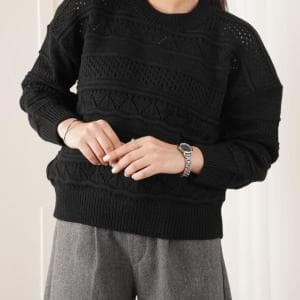 بلوز بافت ژور هفتی هشتی یقه گرد کد1012