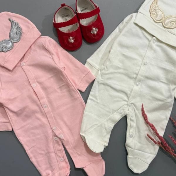 ست سرهمی نوزادی جوراب دار و کلاه - تصویر 1