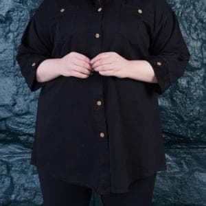 مانتو کتان سایز بزرگ آستین سه ربع