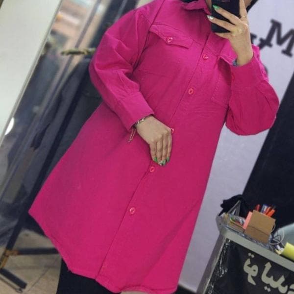 مانتو کتان سایز بزرگ جیب دار کد101 - تصویر 2