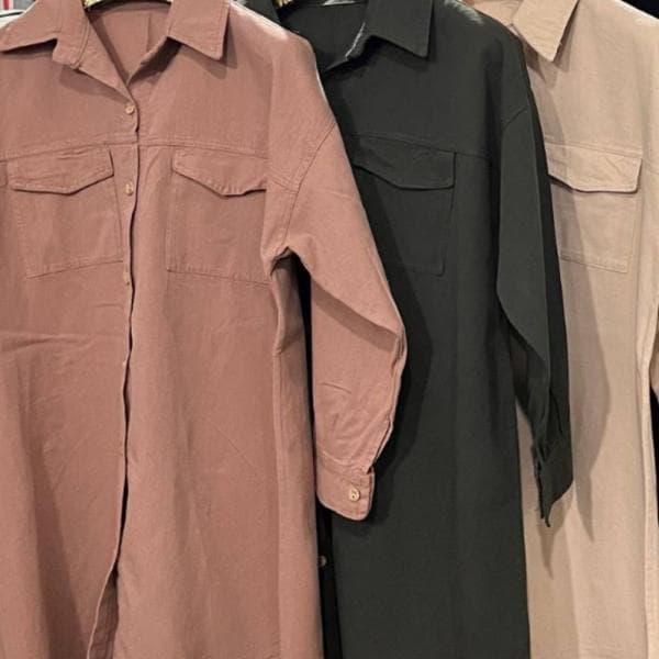 مانتو کتان سایز بزرگ جیب دار کد101 - تصویر 3