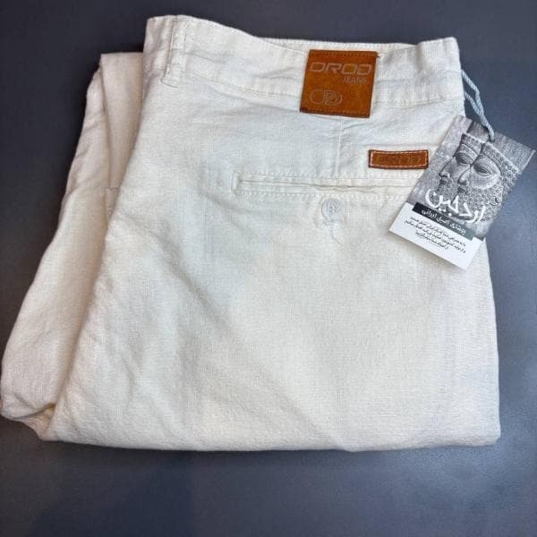 شلوار کارون لینن سفید اردجین