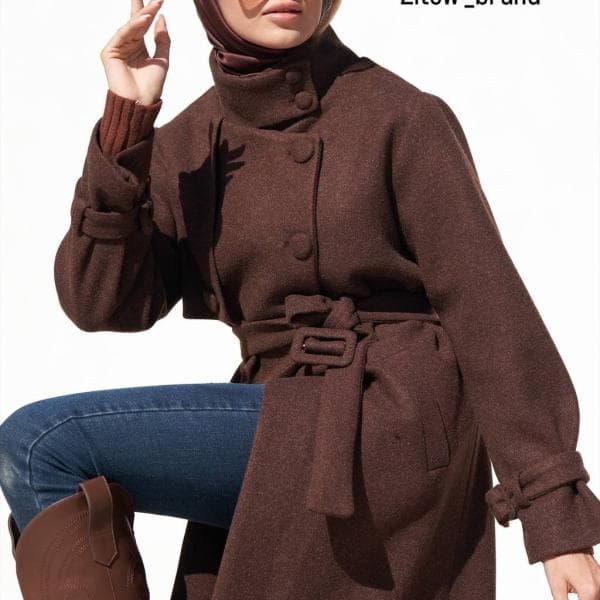 پالتو یقه قیفی کد 2787 - تصویر 1