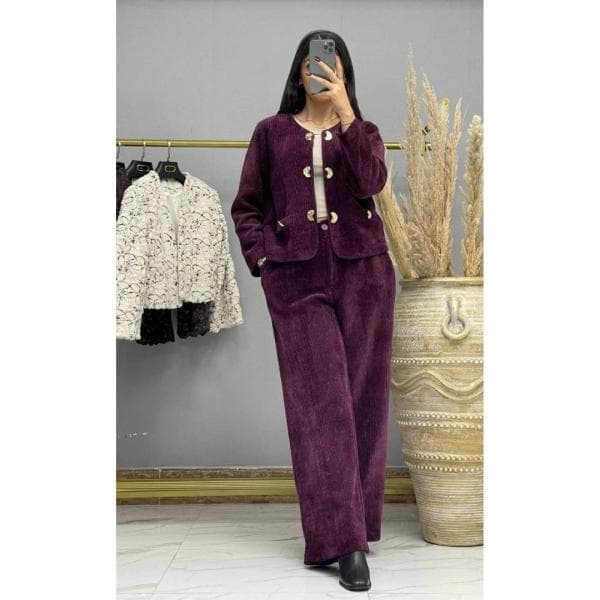 ست کت و شلوار لمه بیسکوییتی کد 225 - تصویر 2