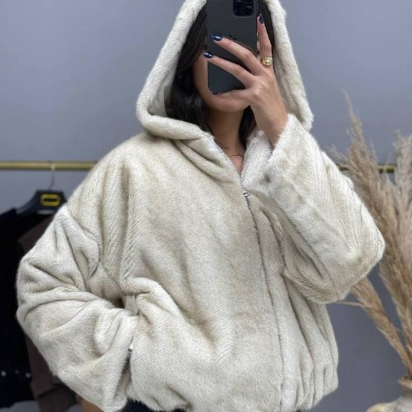 بامبر جکت کلاهدار جنس پوست کد 0183 - تصویر 1