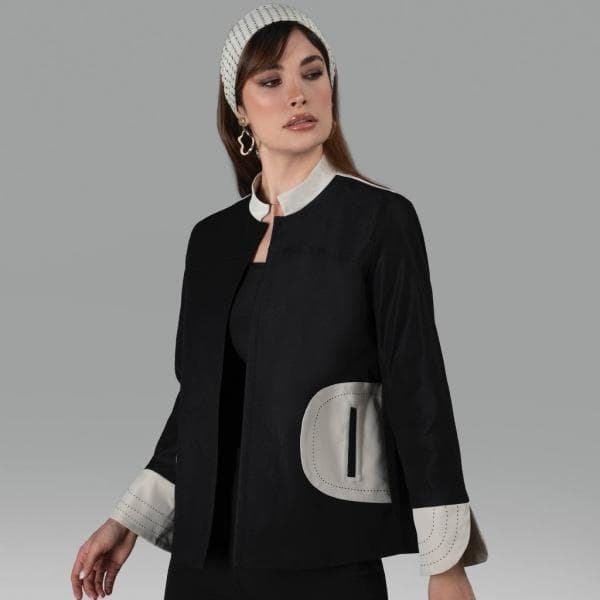 کت کتان مشکی کد 2058 - تصویر 2