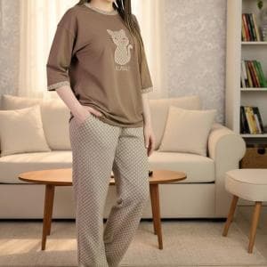 ست لباس راحتی بگ طرح گربه