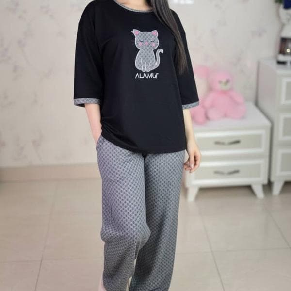 ست لباس راحتی بگ طرح گربه - تصویر 3