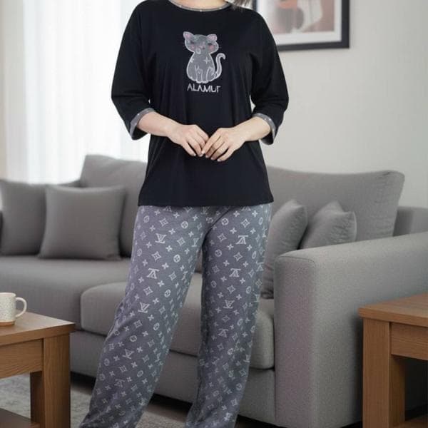 ست لباس راحتی بگ طرح گربه - تصویر 2