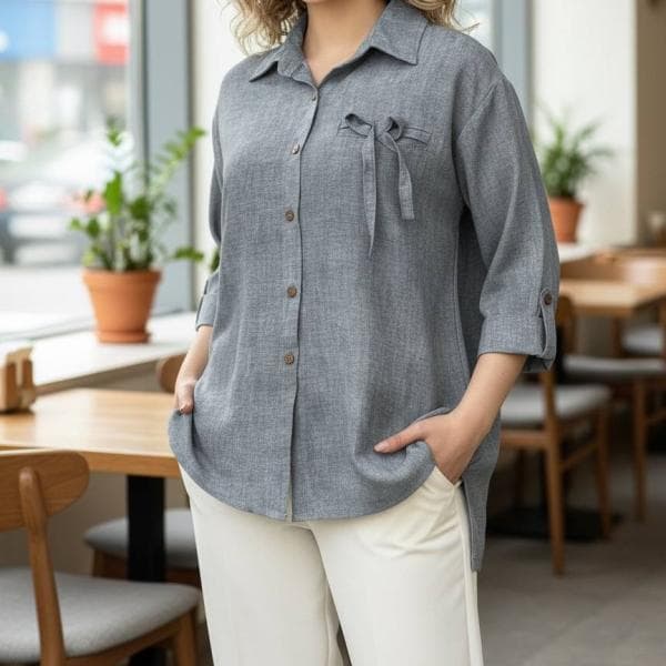 شومیز جیب پاپیون - تصویر 4