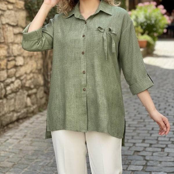 شومیز جیب پاپیون - تصویر 1