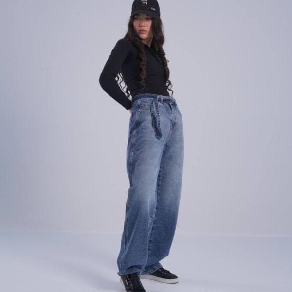 شلوار بگ زنانه کمربندی  کد 304609000152 - تصویر 1