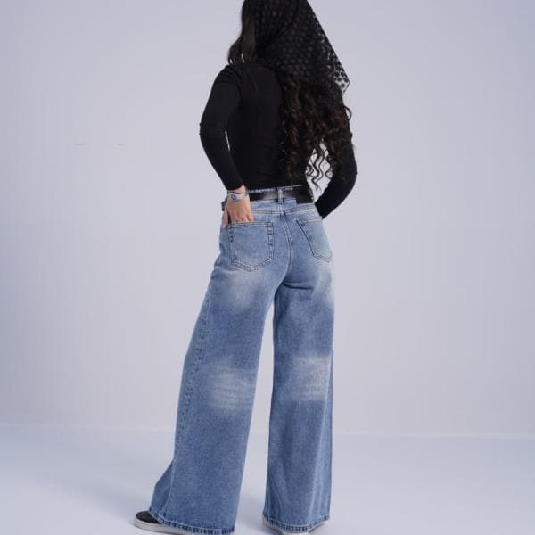 شلوار فول بگ زنانه ابی روشن کد309004001503 - تصویر 3