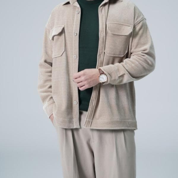 پیراهن مردانه کبریتی مخملی کد1893 - تصویر 3