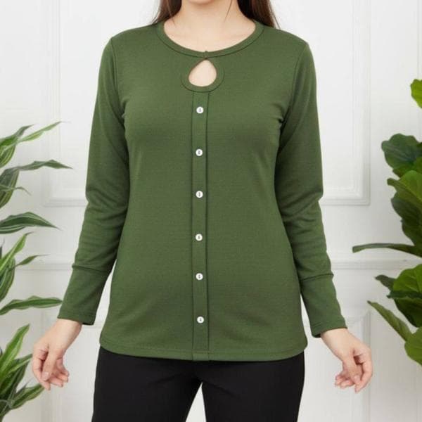 بلوز اشکی زنانه جلو دکمه کد1863 - تصویر 1