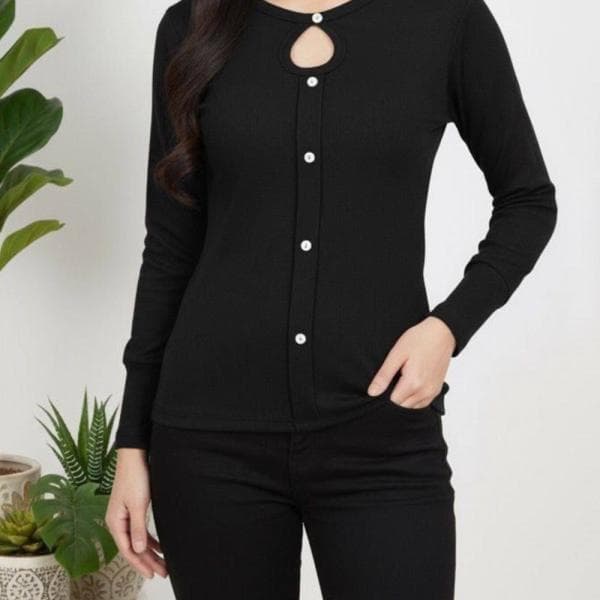 بلوز اشکی زنانه جلو دکمه کد1863 - تصویر 3