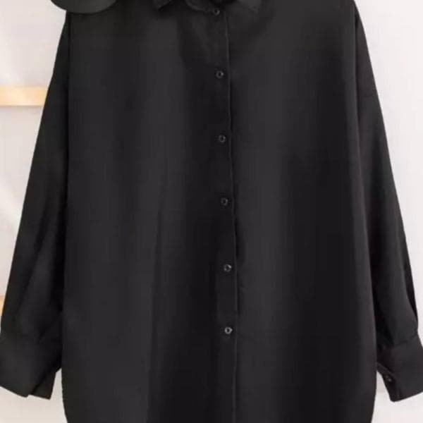 شومیز زنانه مشکی یقه دار کد1855 - تصویر 2