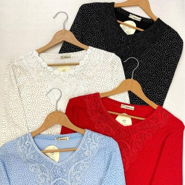 بلوز زنانه جلو گیپور کد1849 - تصویر 2