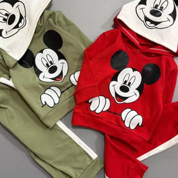 هودی وشلوار نوزادی میکی گوش دار 1837 - تصویر 3