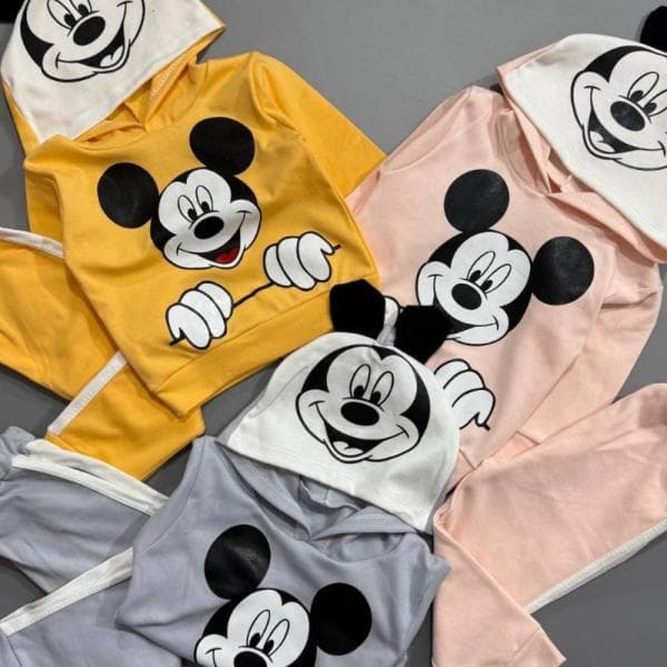 هودی وشلوار نوزادی میکی گوش دار 1837 - تصویر 1