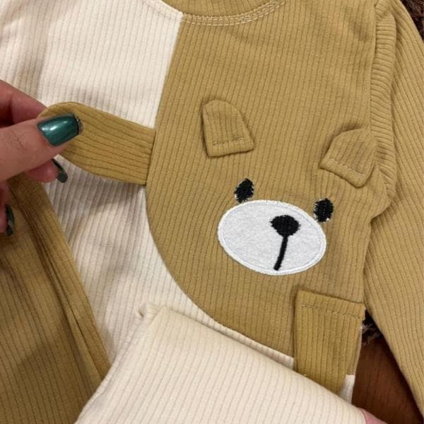 بلوز شلوار نوزادی طرح خرس گوش دار 1836 - تصویر 2