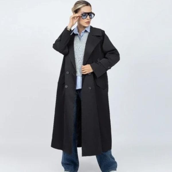 بارانی بلند کتان کد70117 - تصویر 1