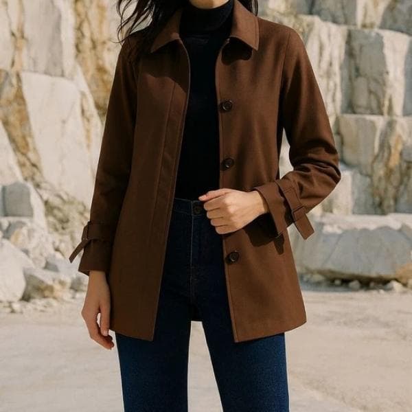 بارانی کوتاه کتان کد70113 - تصویر 1