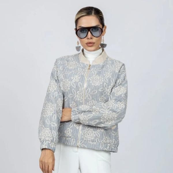 بامبر جکت ژاکارد گلدوزی کد40111 - تصویر 2