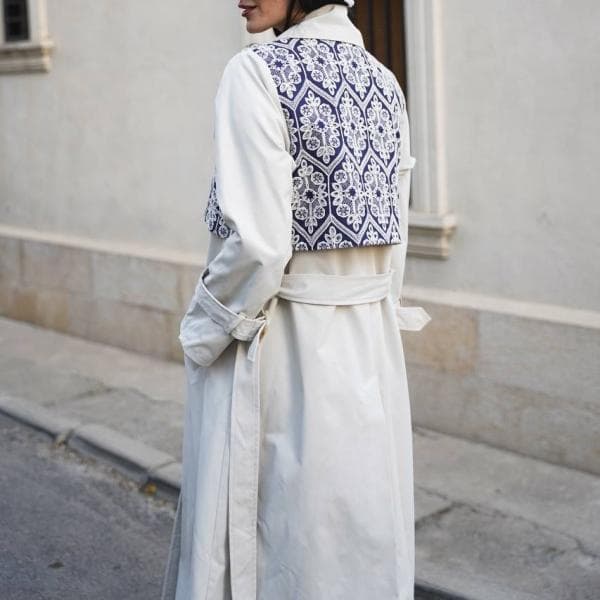 بارانی زنانه کتان - تصویر 2