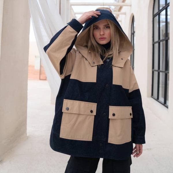 بارونی ترکیبی کتان و جین زارا - تصویر 4