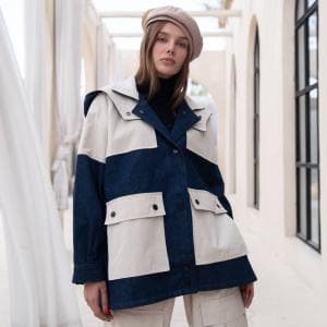 بارونی ترکیبی کتان و جین زارا