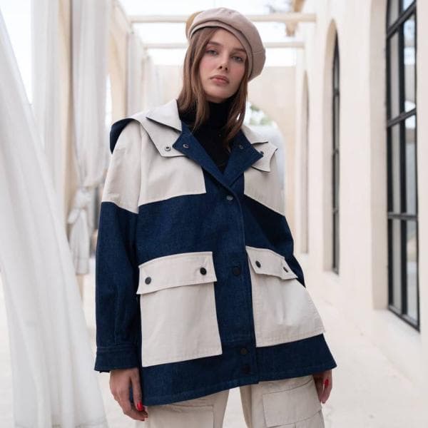 بارونی ترکیبی کتان و جین زارا - تصویر 1