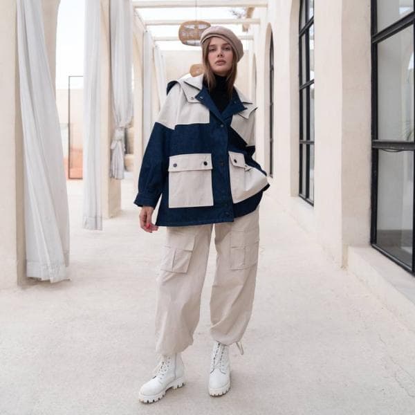 بارونی ترکیبی کتان و جین زارا - تصویر 3