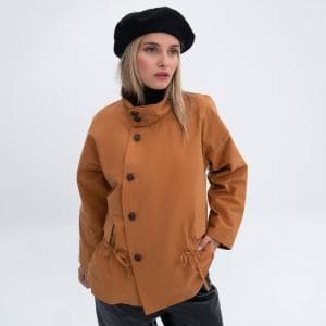 بارانی دکمه ای کتان زارا