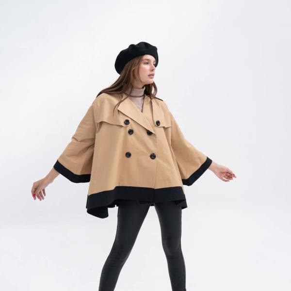 بارانی زنانه دو رنگ - تصویر 1