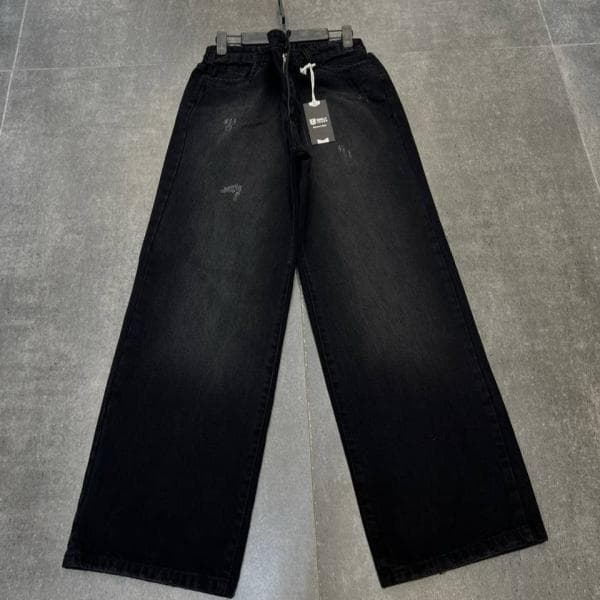 شلوار نیم بگ زغالی کد5091/4