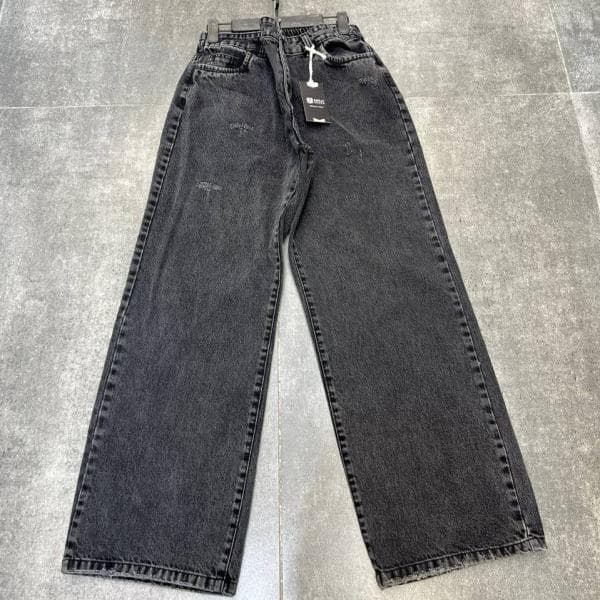 شلوار نیم بگ زغالی کد5091/2