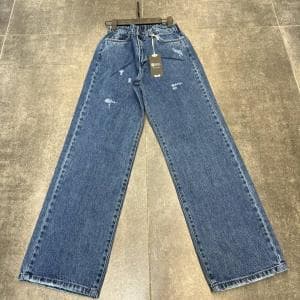 شلوار نیم بگ پشت کش ابی روشن کد5088/2