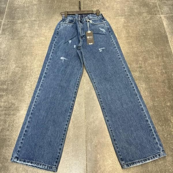 شلوار نیم بگ پشت کش ابی روشن کد5088/2