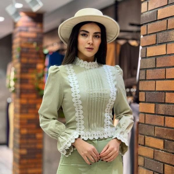 بلوز گیپور کتان کد2928 - تصویر 2