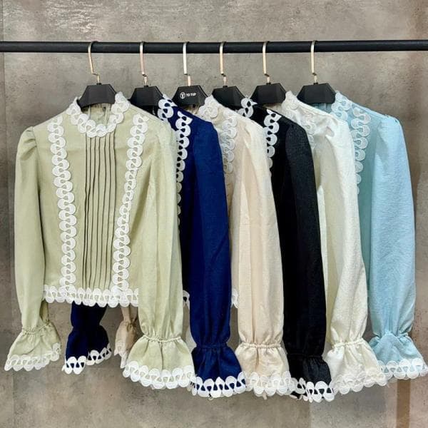 بلوز گیپور کتان کد2928 - تصویر 3