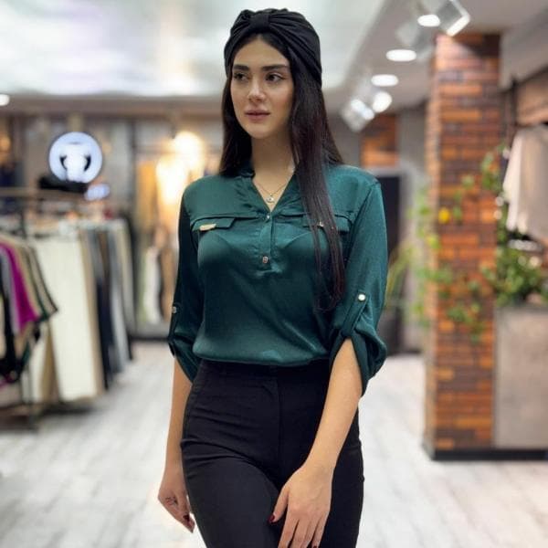 شومیز یقه دکمه کد3363 - تصویر 2