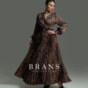 پیراهن پلنگی مجلسی ساتن