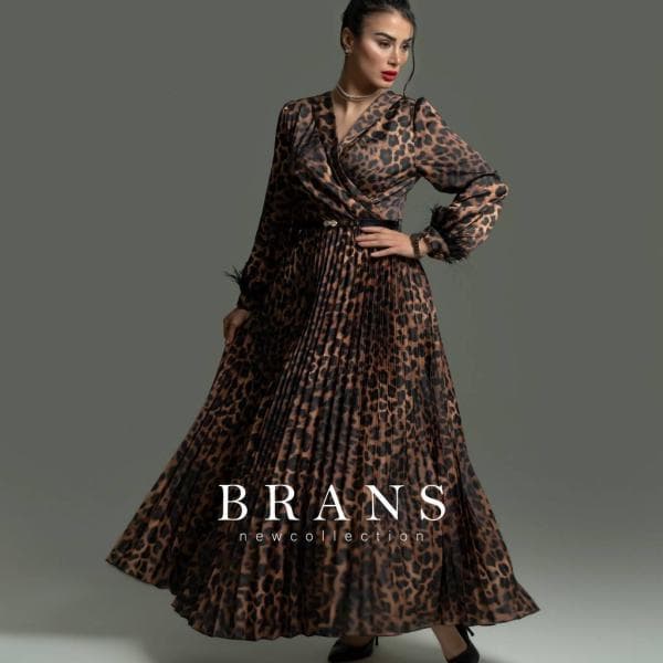 پیراهن پلنگی مجلسی ساتن